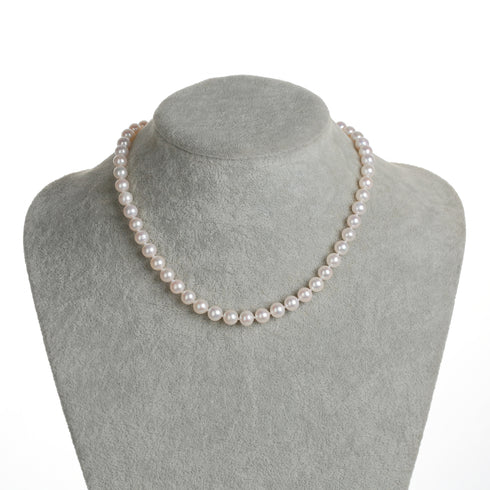Classic White Round Freshwater Pearl Necklace, Sterling Silver Clasp - House Of Pearls